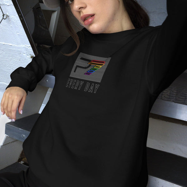 Gay Pride Striped Sweatshirt P7 Boxed Logo Unisex