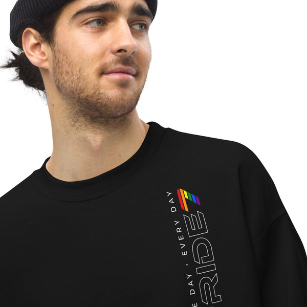 Gay Pride 7 White Vertical Outline Logo Unisex Sweatshirt