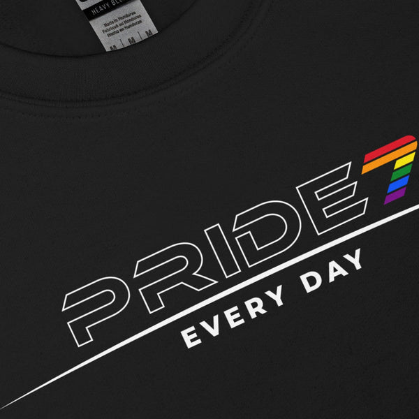 Gay Pride 7 White Horizontal Outline Logo Unisex Sweatshirt