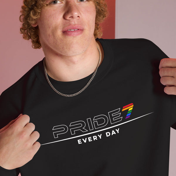 Gay Pride 7 White Horizontal Outline Logo Unisex Sweatshirt