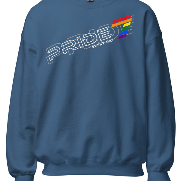 Gay Pride 7 White Tilted Overlapped Outline Logo Unisex Sweatshirt