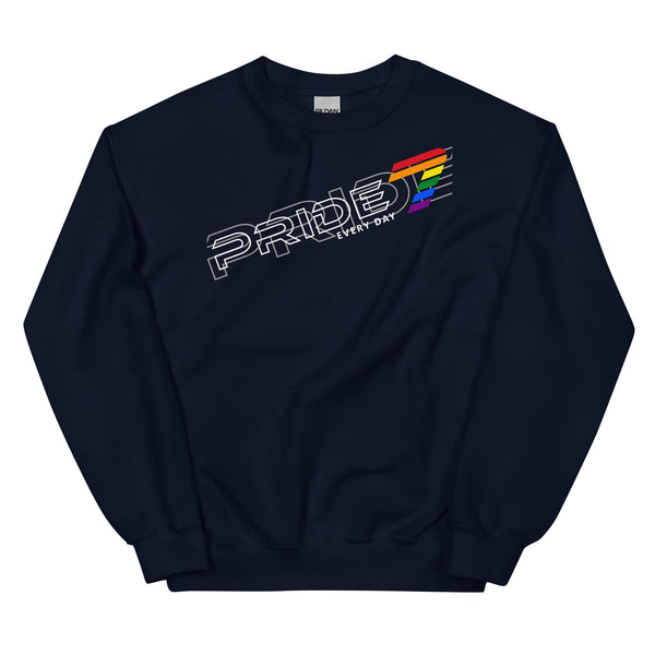 Gay Pride 7 White Tilted Overlapped Outline Logo Unisex Sweatshirt