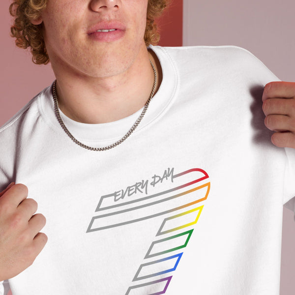 Gay Pride 7 Front Large Seven Rainbow Colors Unisex Sweatshirt