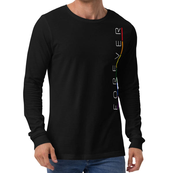 Forever Gay Pride Vertical Thin Stripe Graphic Unisex Long Sleeve T-Shirt