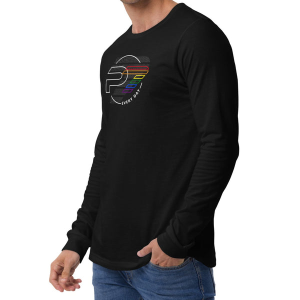 Gay Pride Outline P7 Overlapped Logo Long Sleeve Unisex T-Shirt