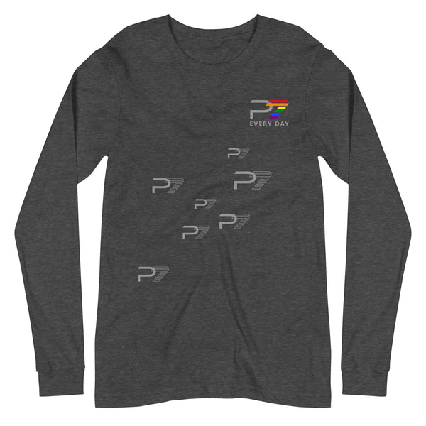 Gay Pride P7 Scattered Gray Graphic Logo Long Sleeve Unisex T-Shirt