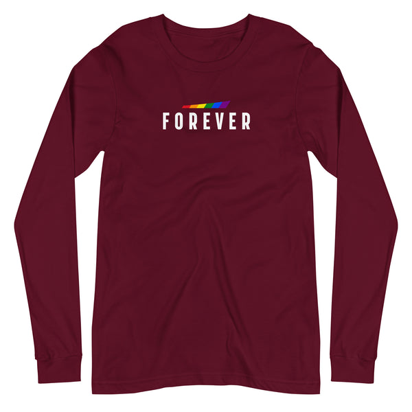 Forever Gay Pride Slanted Graphic Unisex Long Sleeve T-Shirt