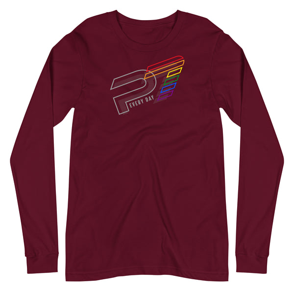 P7 Gay Pride 7 Diagonal Overlapped Logo Long Sleeve Unisex T-Shirt