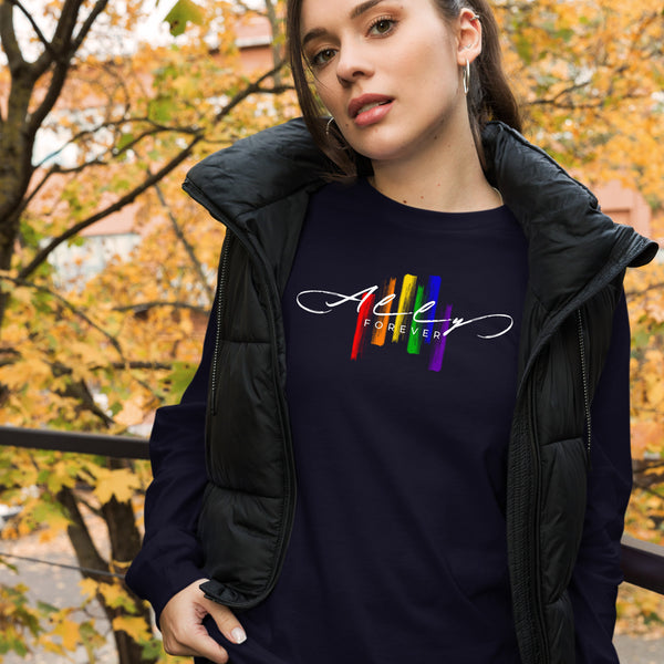 Gay Ally Forever Rainbow Strokes Unisex Long Sleeve T-Shirt