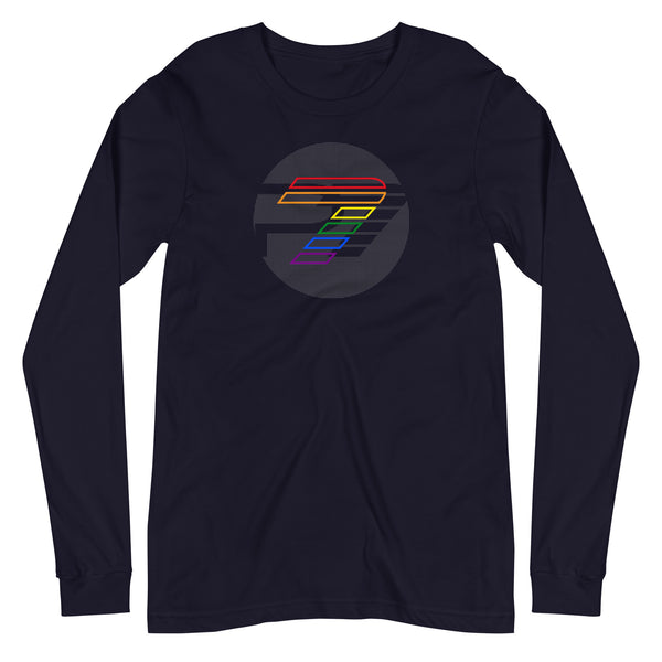Gay Pride Colors P7 Gray Circle Logo Long Sleeve Unisex T-Shirt