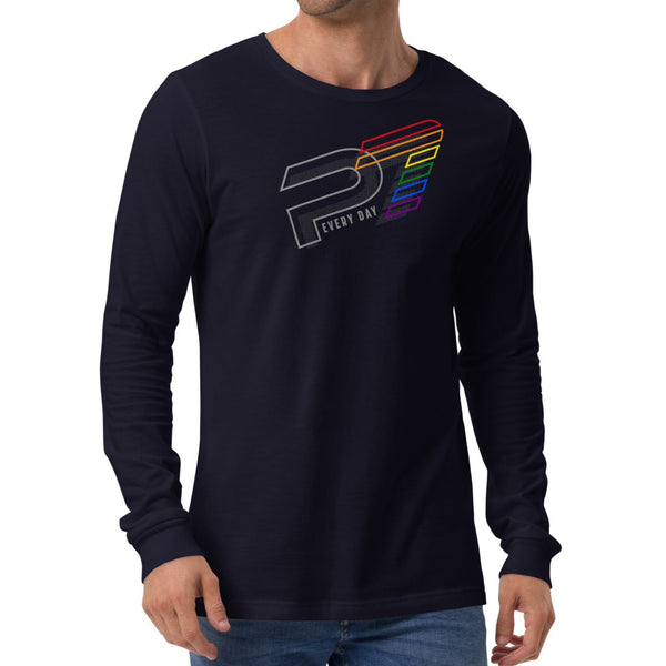 P7 Gay Pride 7 Diagonal Overlapped Logo Long Sleeve Unisex T-Shirt