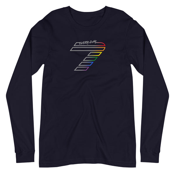 Gay Pride 7 Front Large Seven Rainbow Colors Long Sleeve Unisex T-Shirt