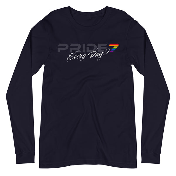Gay Pride 7 Every Day White Cursive Logo Long Sleeve Unisex T-Shirt