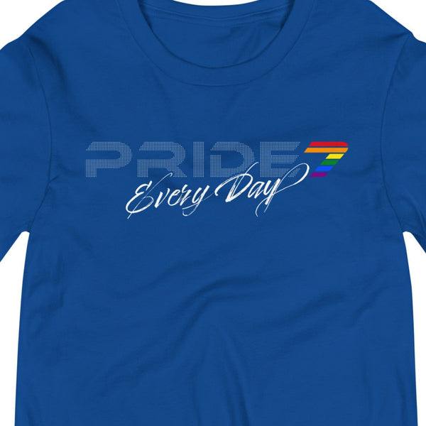 Gay Pride 7 Every Day White Cursive Logo Long Sleeve Unisex T-Shirt