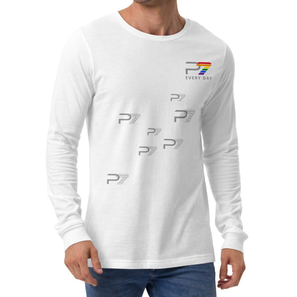 Gay Pride P7 Scattered Gray Graphic Logo Long Sleeve Unisex T-Shirt