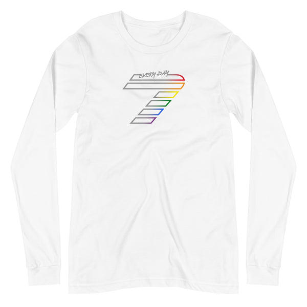Gay Pride 7 Front Large Seven Rainbow Colors Long Sleeve Unisex T-Shirt