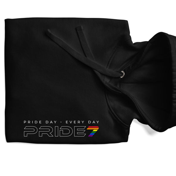 Gay Pride 7 White Vertical Outline Logo Unisex Hoodie