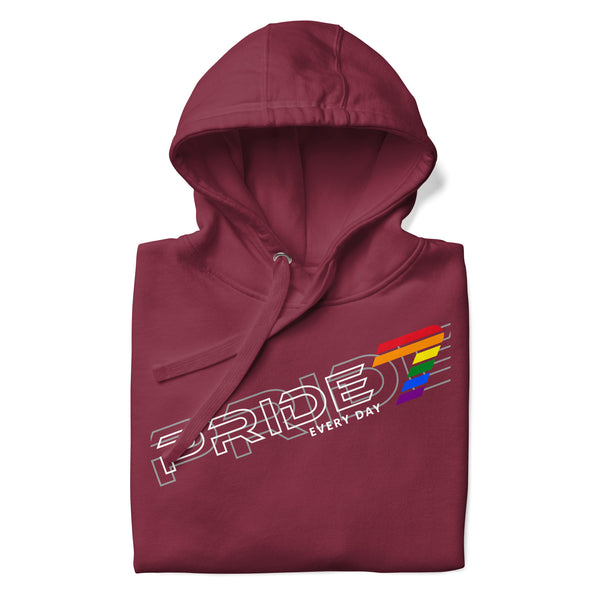 Gay Pride 7 White Tilted Overlapped Outline Logo Unisex Hoodie
