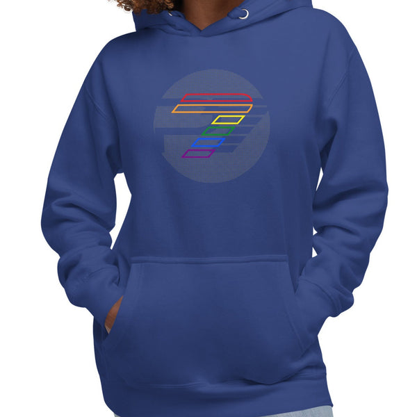 Gay Pride Colors P7 Gray Circle Logo Unisex Hoodie