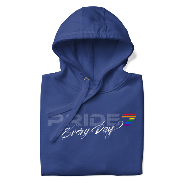 Gay Pride 7 Every Day White Cursive Logo Unisex Hoodie