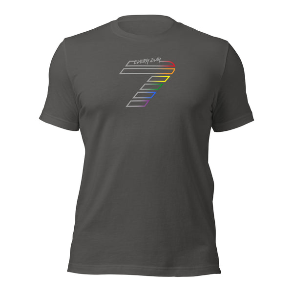Gay Pride 7 Front Large Seven Rainbow Colors Unisex T-shirt