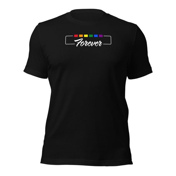 Forever Gay Pride Cursive Boxed Graphic Unisex T-shirt