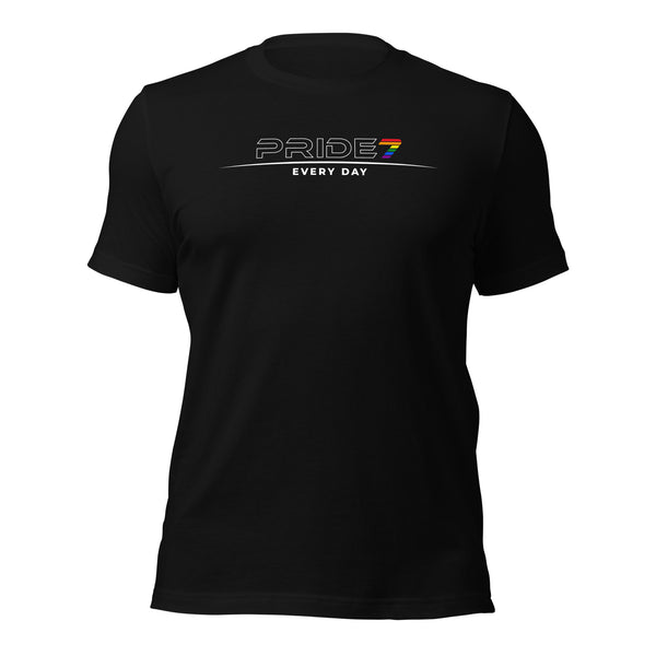 Gay Pride 7 White Horizontal Outline Logo T-shirt