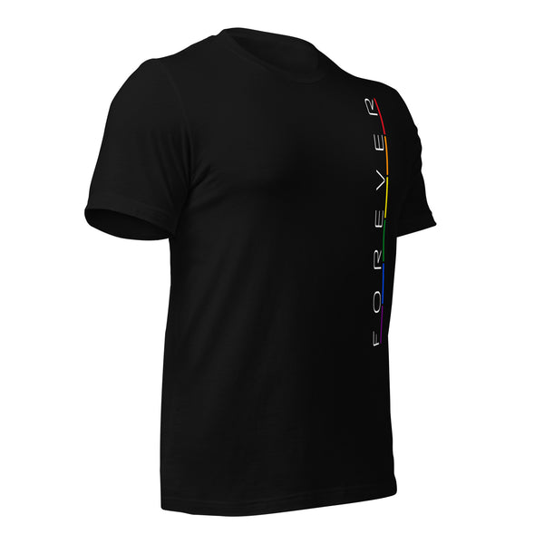 Forever Gay Pride Vertical Thin Stripe Graphic Unisex T-shirt