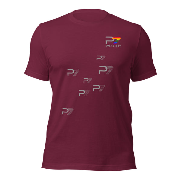 Gay Pride P7 Scattered Gray Graphic Logo Unisex T-shirt