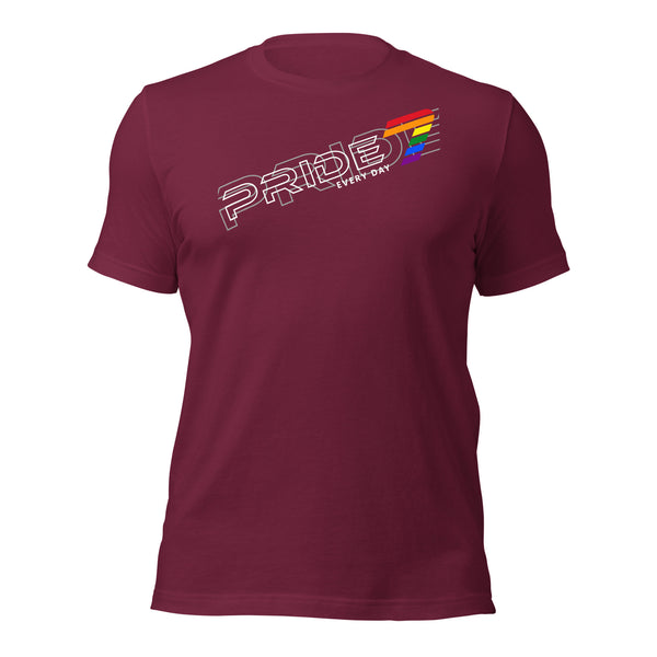 Gay Pride 7 White Tilted Overlapped Outline Logo Unisex T-shirt