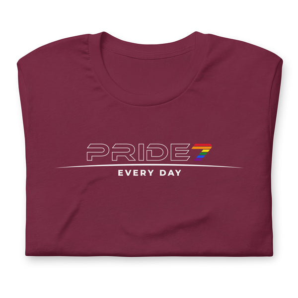 Gay Pride 7 White Horizontal Outline Logo T-shirt