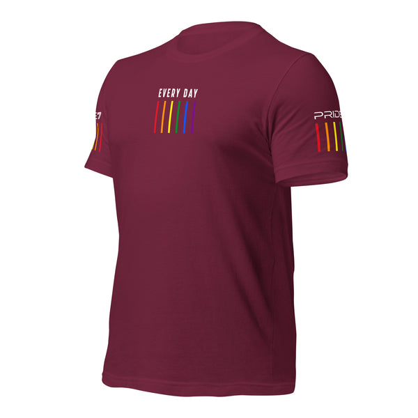 Gay Pride 7 Every Day Vertical Stripes Logo Unisex T-shirt