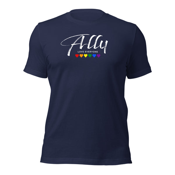 Gay Ally Love Everyone Rainbow Hearts Unisex T-Shirt