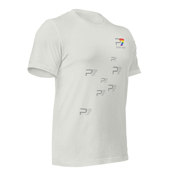 Gay Pride P7 Scattered Gray Graphic Logo Unisex T-shirt