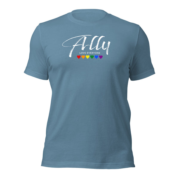 Gay Ally Love Everyone Rainbow Hearts Unisex T-Shirt