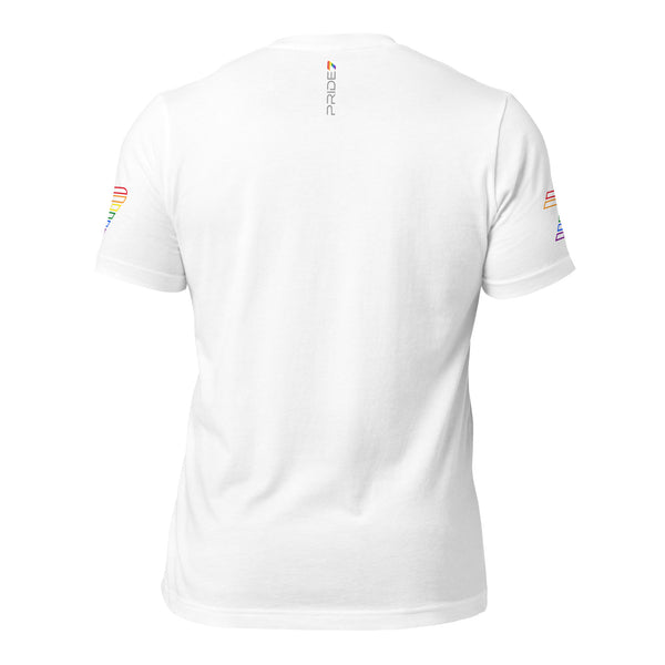 P7 Gay Pride 7 Front Logo with Seven Logos on Sleeves Unisex T-shirt