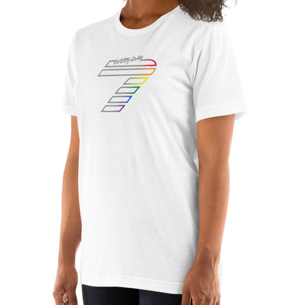 Gay Pride 7 Front Large Seven Rainbow Colors Unisex T-shirt