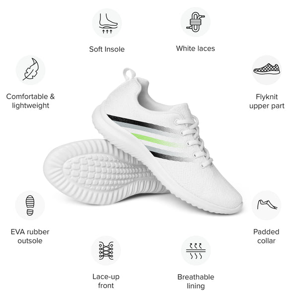 Agender Pride Colors Modern White Athletic Shoes - Women Sizes