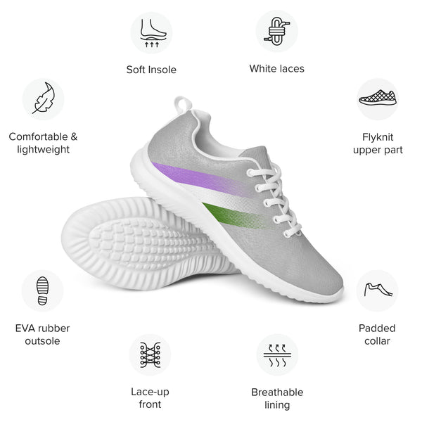 Genderqueer Pride Colors Modern Gray Athletic Shoes - Women Sizes