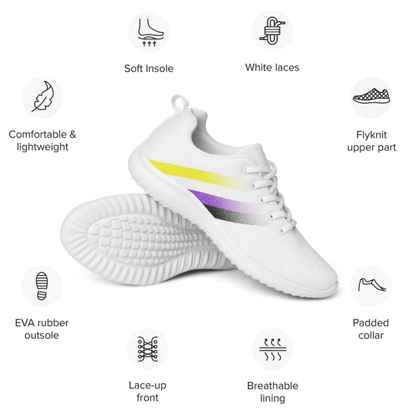 Non-Binary Pride Colors Modern White Athletic Shoes - Women Sizes