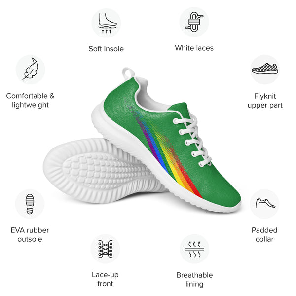 Gay Pride Colors Original Green Athletic Shoes - Women Sizes