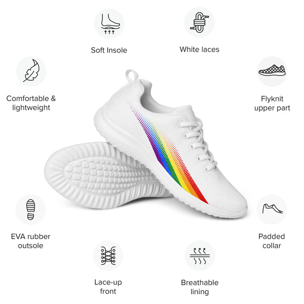 Gay Pride Colors Original White Athletic Shoes - Women Sizes