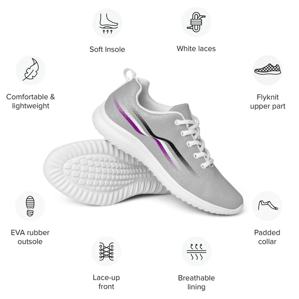 Original Asexual Pride Colors Gray Athletic Shoes - Women Sizes
