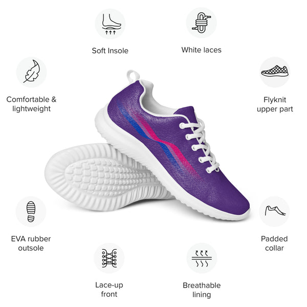 Original Bisexual Pride Colors Purple Athletic Shoes - Women Sizes