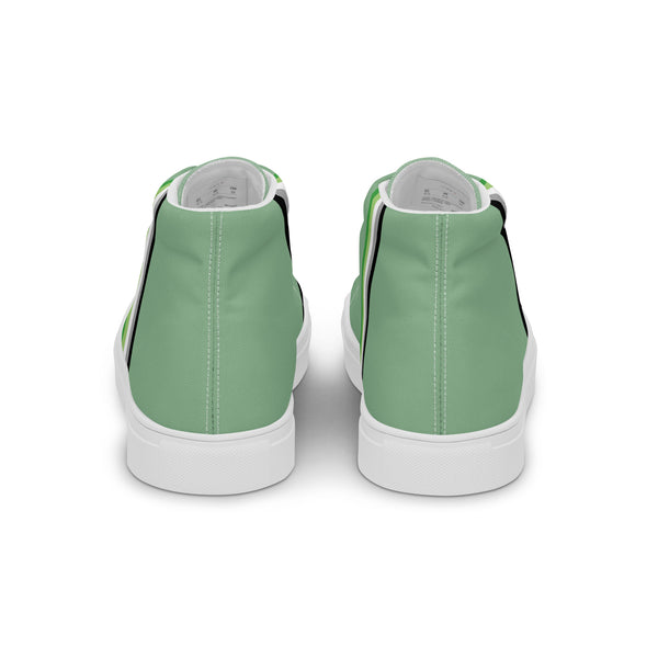 Classic Aromantic Pride Colors Green High Top Shoes - Women Sizes