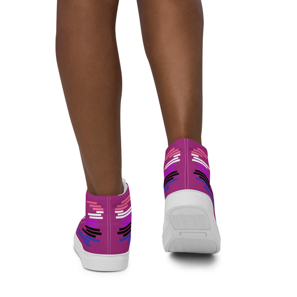 Modern Genderfluid Pride Colors Violet High Top Shoes - Women Sizes