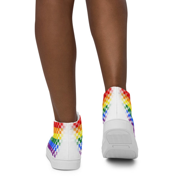 Gay Pride Rainbow Checkers High Top Shoes