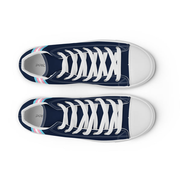Classic Transgender Pride Colors Navy High Top Shoes - Women Sizes