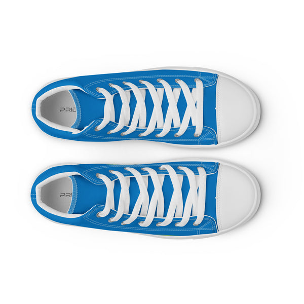 Trendy Non-Binary Pride Colors Blue High Top Shoes - Women Sizes