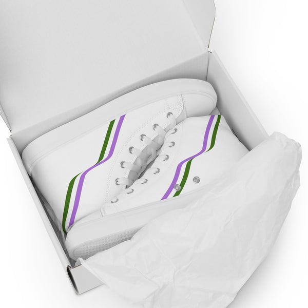 Original Genderqueer Pride Colors White High Top Shoes - Women Sizes